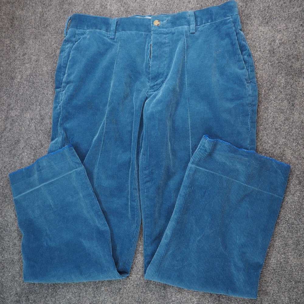 Polo Ralph Lauren Corduroy Pants Mens 32x28 Classic Fit Blue Solid Preppy Retro